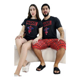 Pijama Duo De Parejas Spiderman Short Y Camisa Comoda Suave