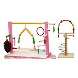 Brinquedos Calopsita Poleiro Divertido + Playground Rosa - A