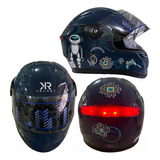 Casco Negro Infantil C Luz Ciborg Brillante Robot Back