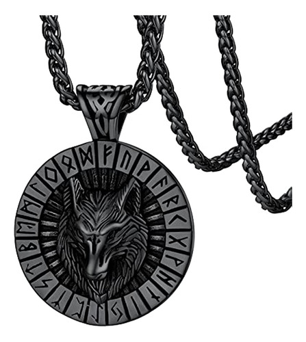 Collar Cabeza Lobo Vikingo Amuleto Proteccion Cadena Hombre