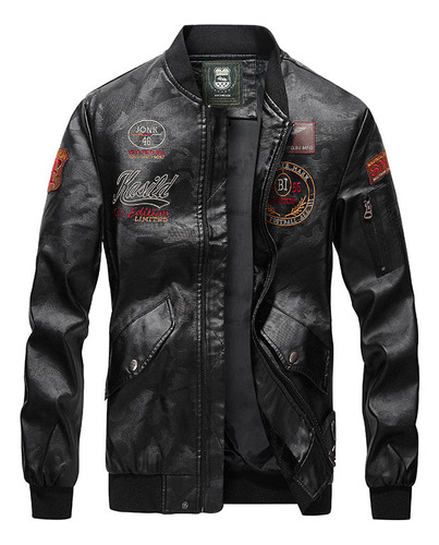 Chaqueta De Cuero De Aviador Masculino