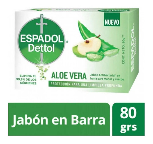 Jabón Antibacterial Espadol Dettol Aloe Vera 80g