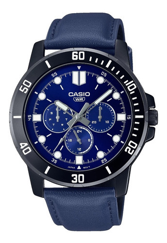 Reloj De Pulsera Casio Reloj Mtp-vd300bl-2e Relojesymas Color De La Correa Azul Color Del Bisel Negro Color Del Fondo Azul