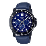 Reloj De Pulsera Casio Reloj Mtp-vd300bl-2e Relojesymas Color De La Correa Azul Color Del Bisel Negro Color Del Fondo Azul