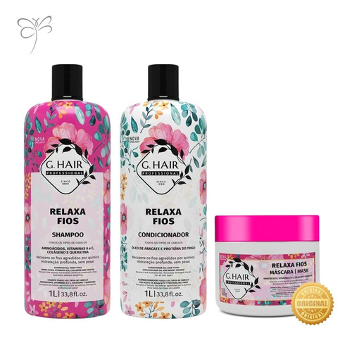 Kit Profissional G Hair Shampoo + Cond+ Mascara Relaxa Fios 