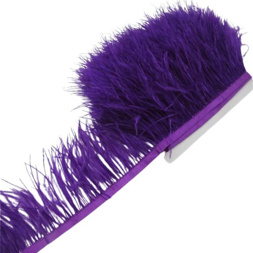 1 Metro Plumas Cortas Avestruz Real Tira Cinta Morado Flecos