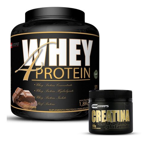 01 Whey 4 Protein 1,8kg + 01 Creatina 100g Sabor Banana Com Canela