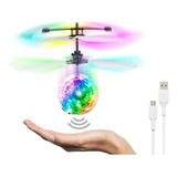 Bola Voladora Helicoptero Dron Esfera Luz Rgb Juguete Usb Color Transparente