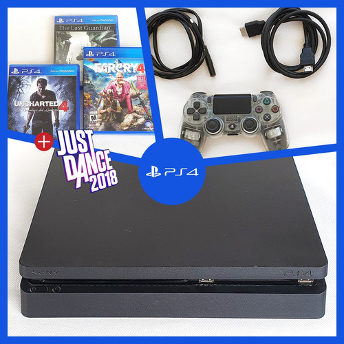  Sony Playstation 4 Slim 500gb, 4 Juegos, Joystick