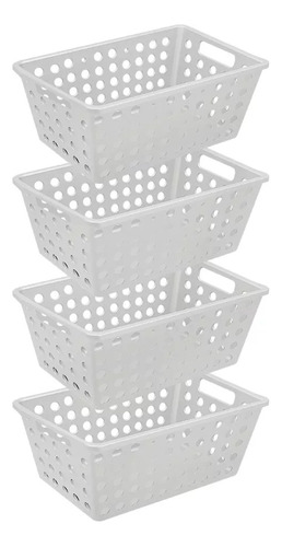 Canastos Organizadores De Plastico  Set X 4 Multiuso Cesto 