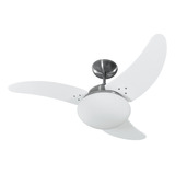 Ventilador De Teto Tron Solano 3 Pás Mdf Branco 130w 220v Cor Da Estrutura Aço Escovado Diâmetro 1100 Mm