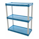 Estante Plastica Modular Azul Com  3 Prateleiras