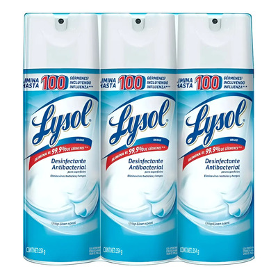 3 Pz- Lysol Spray Desinfectante Elimina Virus, Gérmenes 354g | Envío gratis