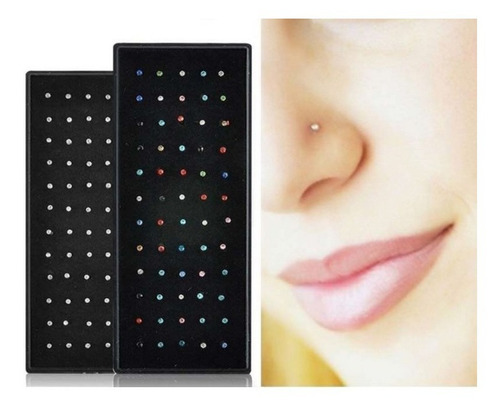 40 Piercing De Nariz Nostril Strass Curvado Atacado Revenda 