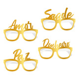 4 Oculos Papel Dourado Decoração Ano Festa
