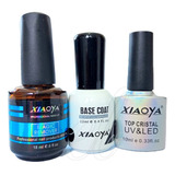 Kit Removedor De Esmalte + Base Coat + Top Cristal De Uñas 