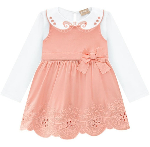 Vestido Infantil Feminino Conjunto Vestido + Blusa Milon