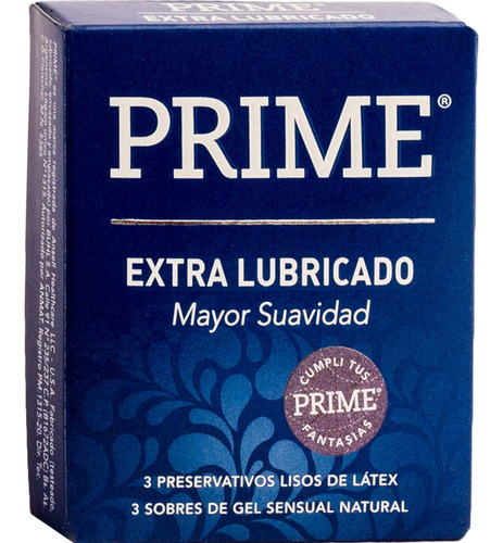 Preservativos De Látex Prime Extra Lubricado X 3 Un