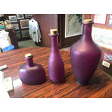 3 Botellas De Adorno Violetas