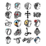 Helicopchain Juego De 20 Anillos Punk Vintage Para Hombres Y