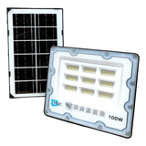 Refletor Holofote Solar Led 100w Placa Bateria Prova Dágua Cor Da Carcaça Preto Cor Da Luz Branco-frio 110v/220v