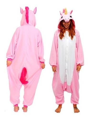 Kigurumi Pijama Macacão Unicórnio Rosa Adulto Unissex Brasil