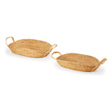 Kit 02 Centros De Mesa Decorativo Fibra Natural 15462 Mart Cor Marrom