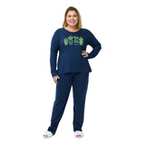 Conjunto Pijama Plus Size De Algodão Suculentas Inverno