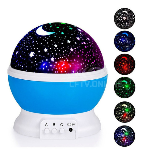 Luminária Abajur Quarto Infantil Mesa Projetor Globo Estrela Cor Da Cúpula Rgb Cor Da Estrutura Azul