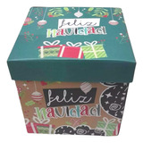 1 Caja De Regalo Feliz Navidad Diseño De Regalos 25x25 Cm