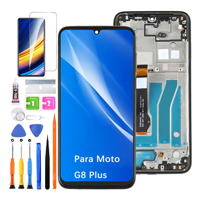Pantalla Para Moto G8 Plus Xt2019 Display Con Marco Negro