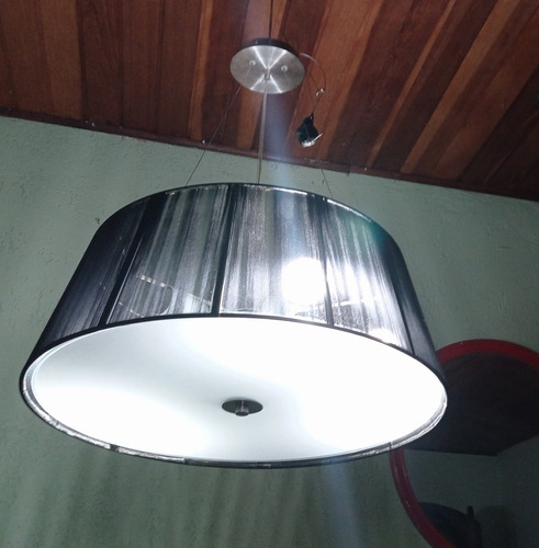 Luminária De Teto Lustre Pendente 5 Lâmpadas +tecido 60x23cm