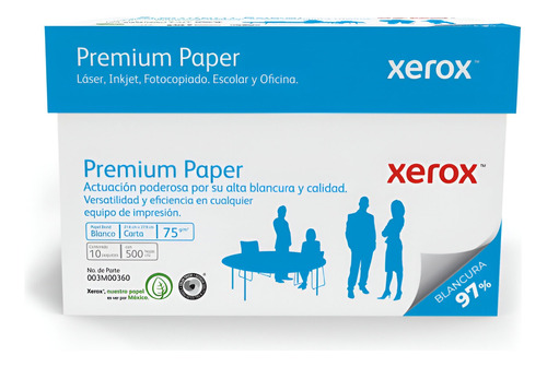 Papel Bond Xerox Premium Carta 97% Blancura, 5000 Hojas