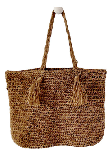 Bolso Playero Grande Tejido En Yute