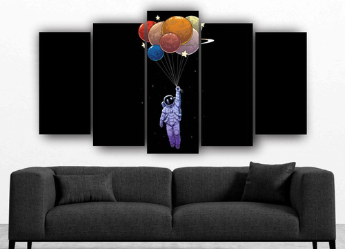Cuadro Decorativo Astronauta Universo Moderno 5 Piezas - 11