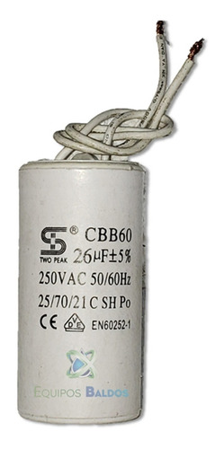 Capacitor Condensador Redondo 26mdf 26uf 250v Cable