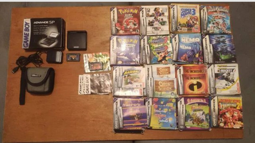 Game Boy Advance Sp + 18 Jogos Caixa 