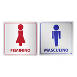 Kit Placas De Sinalização Para Banheiro Feminino E Masculino