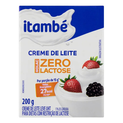Creme de Leite UHT Leve Homogeneizado Zero Lactose Itambé Nolac Caixa 200g | MercadoLivre