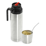 Set Matero Termo 1 Litro Acero Inox Mate Termico Y Bombilla