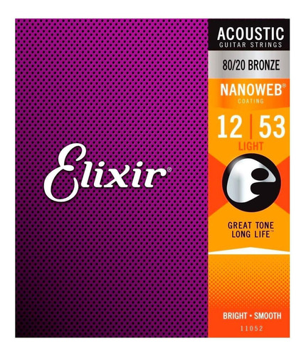 Elixir 11052 Nanoweb - Guitarra Acústica (bronce, 80/20)