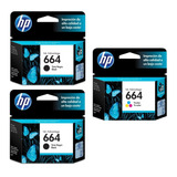 Pack Original Hp 664 De 2 Piezas Negro Y 1 Pieza Tricolor