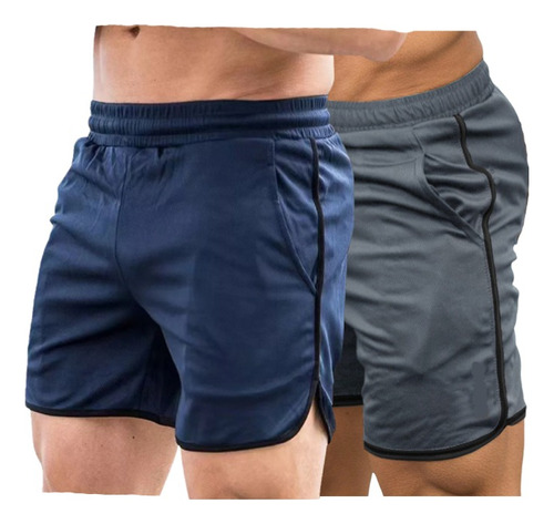 2pcs Short Deportiva Gym De Alta Calidad Slim Fit Elástico