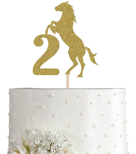 Decoración De Pastel De Caballo Dorado Con 2 Adornos De Caba