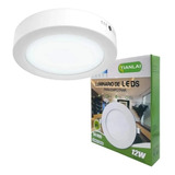 Paquete 5 Lamparas Led 12w Sobreponer L/bca Plafon Tianlai Color Blanco