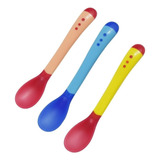 3 Colher Infantil Muda De Cor Termosensível Térmica Silicone