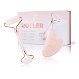 Brun Jade Roller And Gua Sha Kit De Cuarzo Rosa Genuino Para