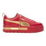 Tenis Puma De Plataforma Mayze I Am Determined Rojo / Dorado