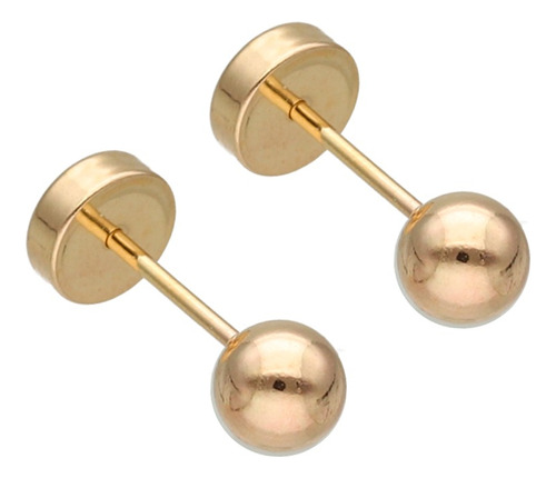 Par Aros Abridores Oro 18k Bolita Nº 4 (4mm) Con Estuche