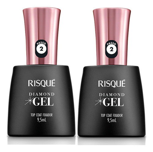 Risqué Top Coat Fixador Diamond Gel 9,5ml Brilho 2 Unidades